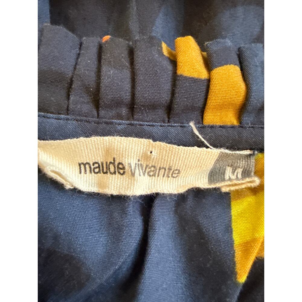 Maude Vivante Haley Midi Dress M Fall Leaves Belted Cotton Poplin Pockets - Picture 3 of 7